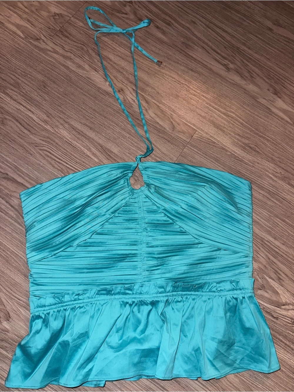 White House Black Market Teal Satin Halter Top